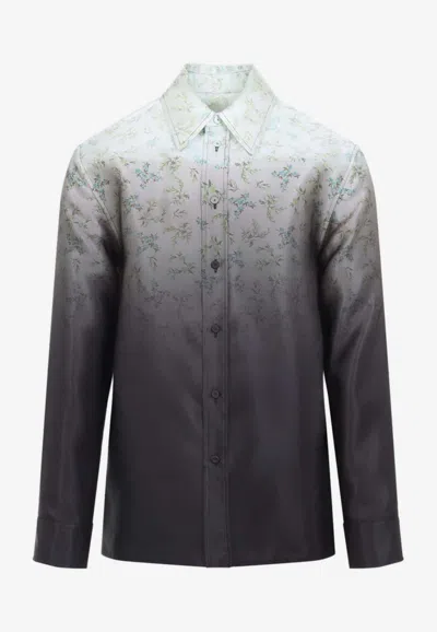 JIL SANDER FLORAL PRINT DEGRADE SILK SHIRT
