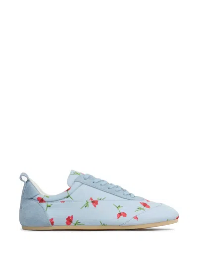 Jil Sander Floral-print Lace-up Sneakers In Blue