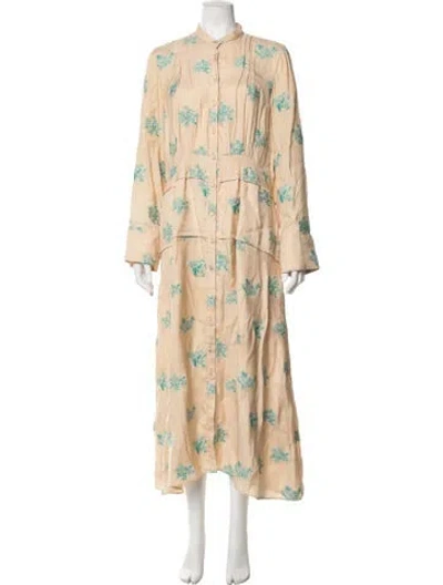 Pre-owned Jil Sander Floral Print Long Dress In Blue/neutrals