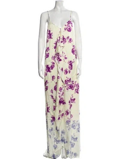Pre-owned Jil Sander Floral Print Long Dress In Yellow