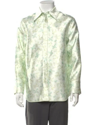 Pre-owned Jil Sander Floral Print Long Sleeve Shirt In Green
