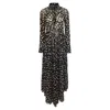 Jil Sander Floral Print Maxi Shirt Dress In Black Polyamide In Black