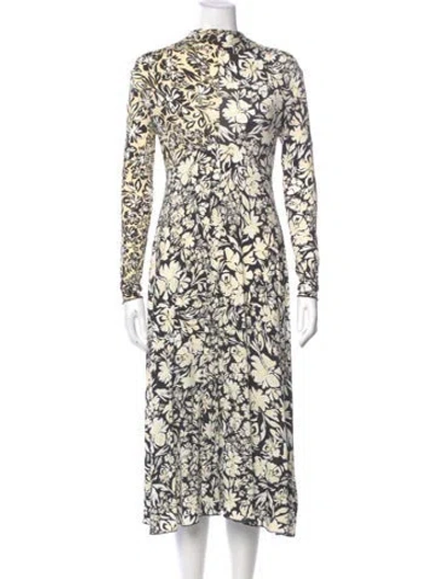 Pre-owned Jil Sander Floral Print Midi Length Dress In Neutral