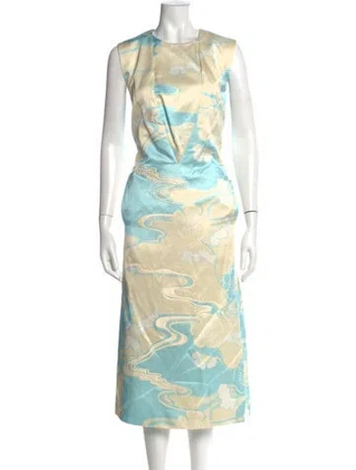Pre-owned Jil Sander Floral Print Midi Length Dress In Yellow