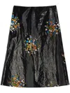 Jil Sander Patent Linen Printed Skirt In Black