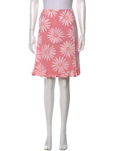 Pre-owned Jil Sander Floral Print Mini Skirt In Pink