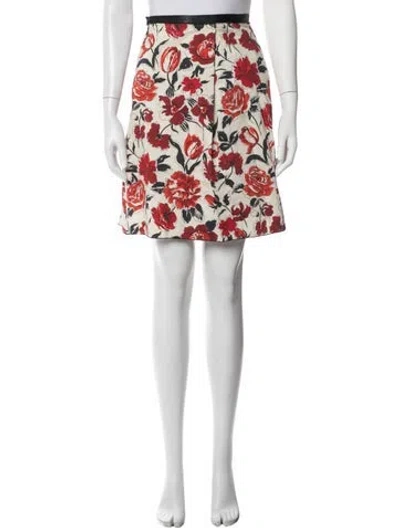 Pre-owned Jil Sander Floral Print Mini Skirt In White