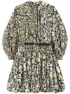 Jil Sander Printed Taffeta Mini Dress W/belt In Black