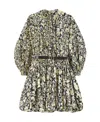 Jil Sander Printed Taffeta Mini Dress W/belt In Multicolor