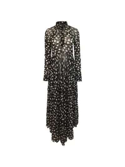Pre-owned Jil Sander Floral-print Shirt Dress In Black