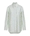 Jil Sander Floral Long Sleeve Shirt With Structured Collar In Green
