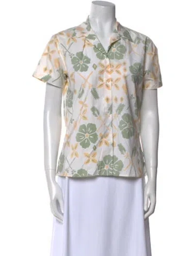 Pre-owned Jil Sander Floral Print Short Sleeve Button-up Top In Multi