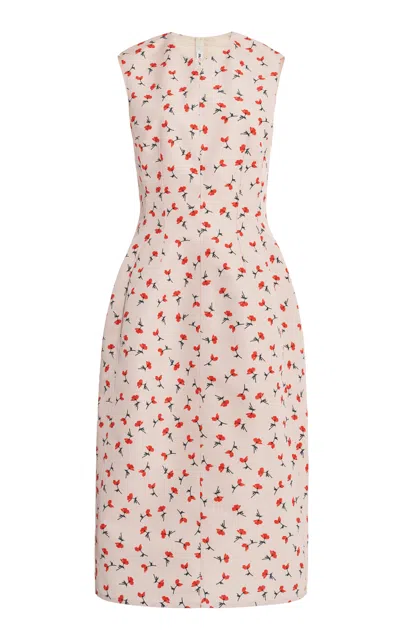 Jil Sander Floral Printed Midi Dress In Pink
