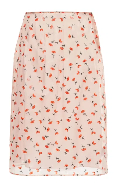 Jil Sander Floral Printed Midi Skirt In Pink