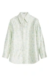Jil Sander Floral Satin Button-up Shirt In Green