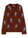 Jil Sander Brick-coloured Alpaca Sweater With Embroidery In Burgundy