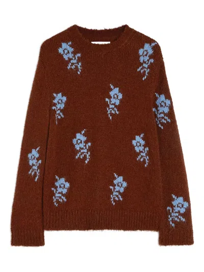 Jil Sander Wool Blend Crew-neck Sweater In Burgundy