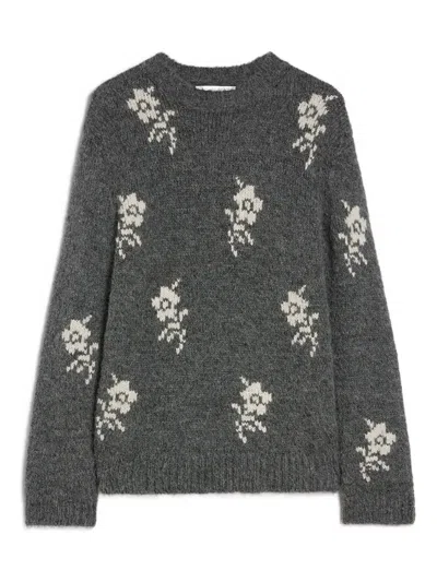 Jil Sander Floral Sweater In Gray