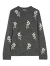 Jil Sander Alpaca Blend Sweater Embroidered Flowers In Gray