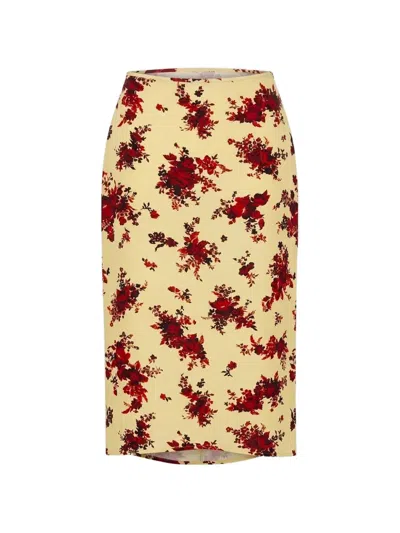 Jil Sander Floral-print Pencil Midi Skirt In Yellow