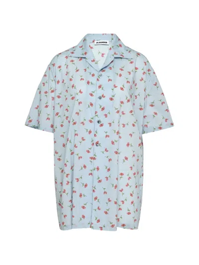 Jil Sander Floral-print Short-sleeved Shirt In Blue