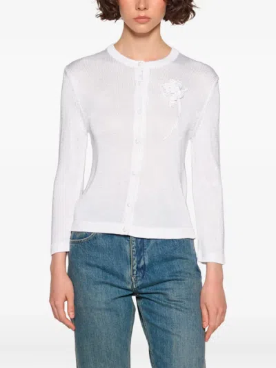 JIL SANDER FLOWER-EMBELLISHED CARDIGAN