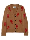 Jil Sander Flower Intarsia-knit Cardigan In Brown