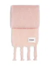 Jil Sander Fluffy Mohair Blend Scarf With Twisted Fringes In Pink