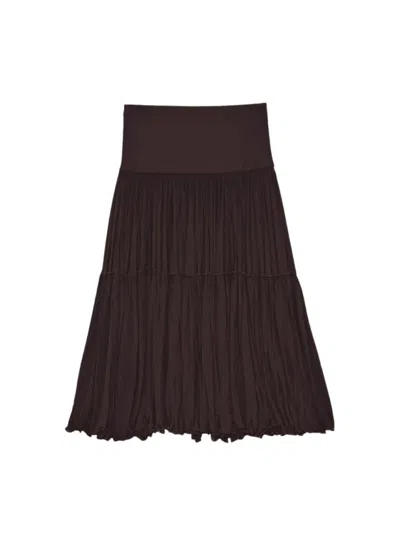 Jil Sander Fluid Mid-length Skirt Chocolate Brown