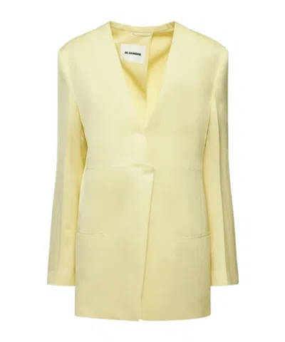 Jil Sander Fluid Twill Open Back Blazer In Yellow
