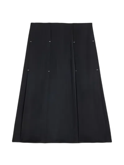 Jil Sander Fluid Viscose Pleated Skirt In Black
