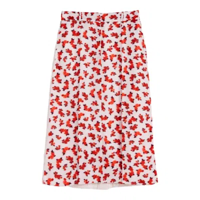 Jil Sander Fluid Viscose Printed Skirt In White