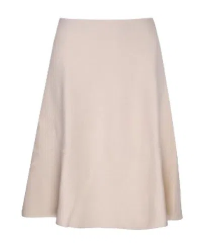 Jil Sander Fluted A-line Wool Skirt In Nude