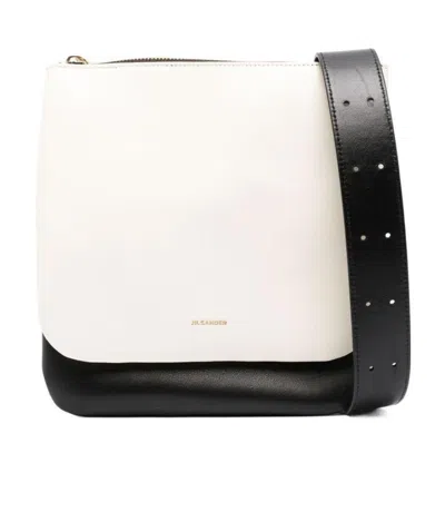 Jil Sander Foil-print Two-tone Shoulder Bag In White