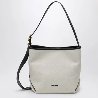 Jil Sander Canvas Tote Bag With Adjustable Strap And Contrast Trim In White