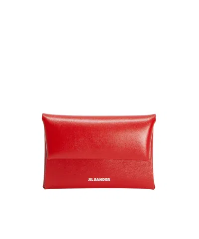 Jil Sander Folded Card Holder In Red