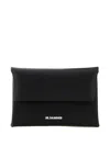 Jil Sander Coin Purse In Leather With Textured Finish In Black