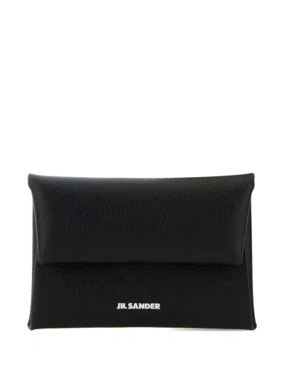 Jil Sander Folded Leather Coin Purse In Black