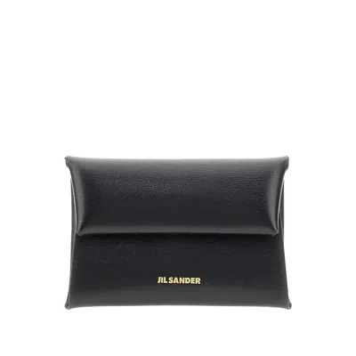 Jil Sander Folded Leather Coin Purse In Black