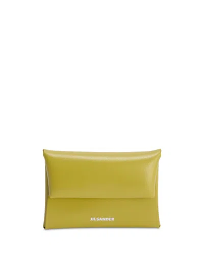 Jil Sander Folded Leather Coin Purse In Yellow