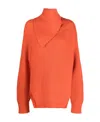 Jil Sander Long Sleeves Foulard Neck Cardigan Clothing In Orange