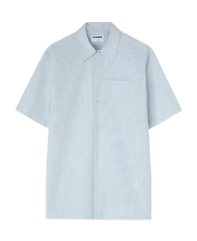 Jil Sander Friday Striped Cotton Shirt In Blue Flycatcher