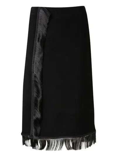 JIL SANDER FRINGE-DETAIL MIDI SKIRT