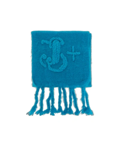 Jil Sander Fringe-edge Mohair-blend Scarf In Blue