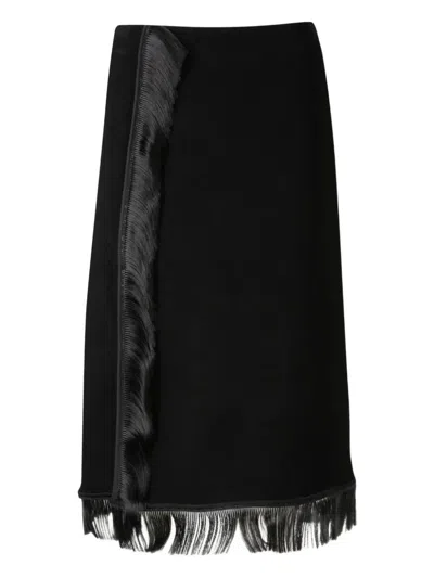 JIL SANDER FRINGE MIDI SKIRT