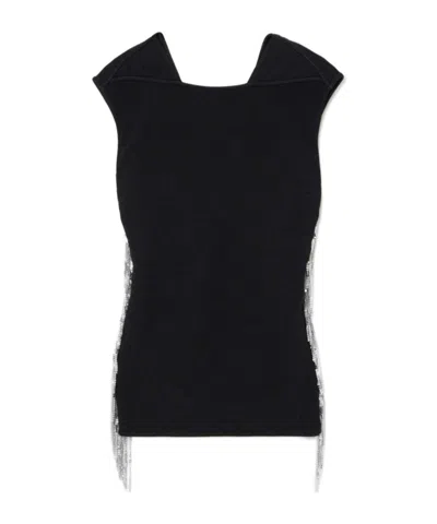 Jil Sander Fringed Backless Blouse In Black