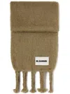 Jil Sander Fringed Brushed Scarf In Brown