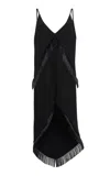 Jil Sander Fringed Crepe Mini Dress In Black