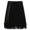 Jil Sander High Waist Fringed Mini Skirt In Black