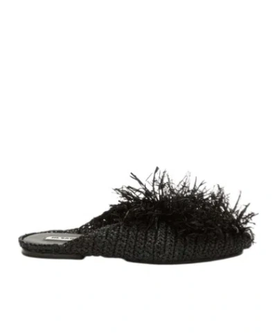 Jil Sander Fringed Muller Shoes In Black